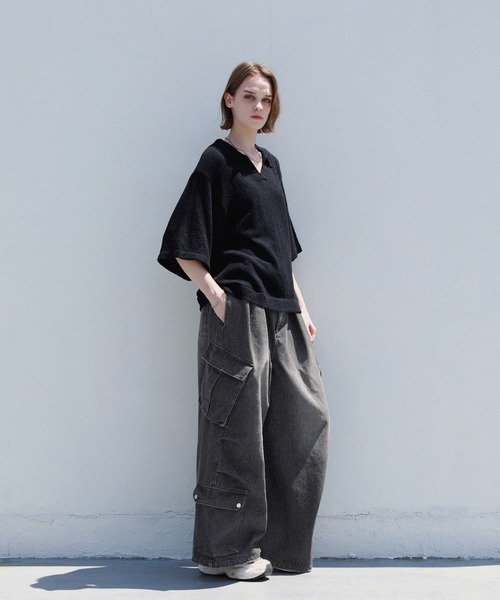 ROCHEM（ローシェン）の「ショート丈ブークレスキッパーニットポロ（ニット/セーター・メンズ・グレー/ブルー/ブラック・XS/S/M/L）」の18枚目の写真