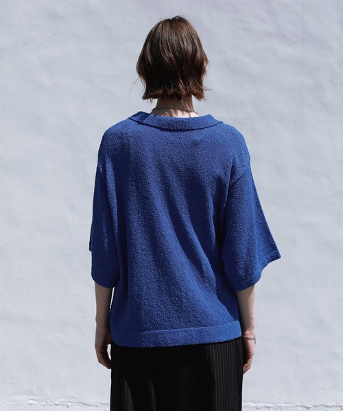 ROCHEM（ローシェン）の「ショート丈ブークレスキッパーニットポロ（ニット/セーター・メンズ・グレー/ブルー/ブラック・XS/S/M/L）」の4枚目の写真