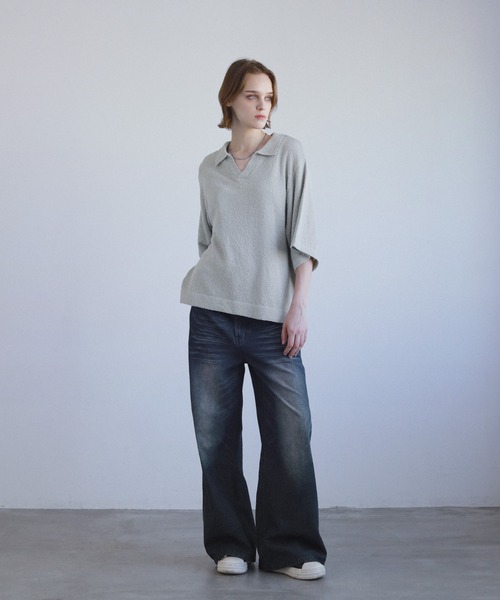 ショート丈ブークレスキッパーニットポロ（ニット/セーター）｜ROCHEM