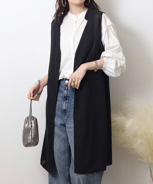 EGLANTINE(エグランティーヌ)の「EGLANTINE 後ろプリ―ツロングジレ(ベスト・レディース・チャコールグレー/オフホワイト/ブラック・40)」の20枚目の写真