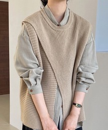 ニットベストトップス レイヤード風