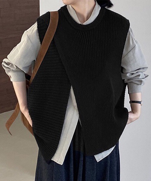 Beststore（ベストストア）の「ニットベストトップス レイヤード風（ベスト・レディース・ベージュ/ブラウン/アイボリー/ブラック・FREE）」の14枚目の写真