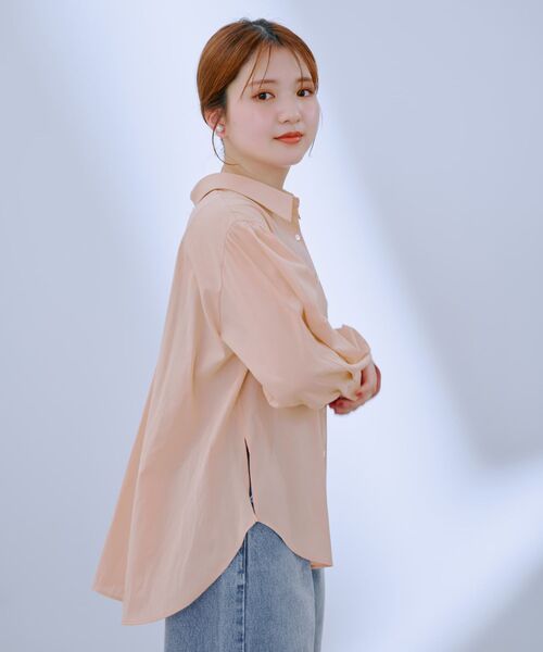 COHINA コヒナ☆バックギャザー楊柳シアーシャツ バックギャザー楊柳シアーシャツ | 小柄・低身長女性向け
