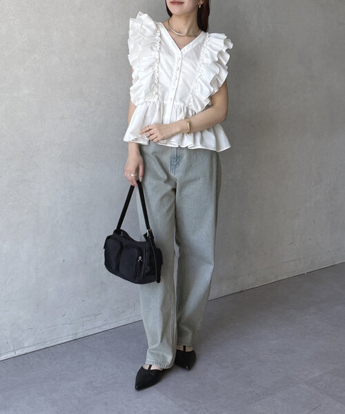 Thevon（ゼボン）の「ナイロンポケットワンハンドルバッグ（トートバッグ・レディース・アイボリー/ブラック/サックスブルー・FREE）」の9枚目の写真