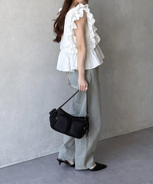 Thevon（ゼボン）の「ナイロンポケットワンハンドルバッグ（トートバッグ・レディース・アイボリー/ブラック/サックスブルー・FREE）」の10枚目の写真