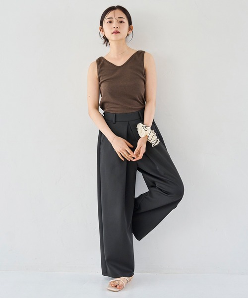 mil（ミル）の「センタータックワイドパンツ（その他パンツ・レディース・ブラック/ラベンダー/キャメル・S-Short/M-Short/S-Regular）」の8枚目の写真