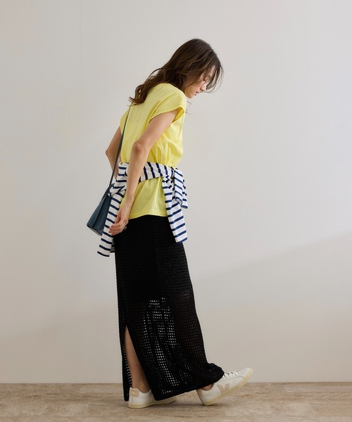 ROPE'(ロペ)の「【接触冷感・洗える・洗濯耐久あり】ノースリーブTEE(Tシャツ/カットソー・レディース・ブラウン/キャメル/イエロー・FREE)」の7枚目の写真