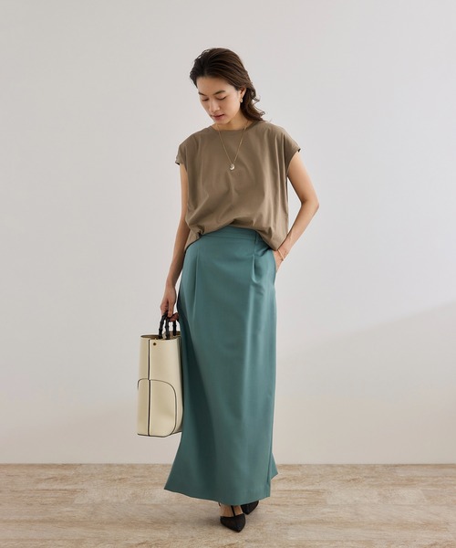ROPE'(ロペ)の「【接触冷感・洗える・洗濯耐久あり】ノースリーブTEE(Tシャツ/カットソー・レディース・ブラウン/キャメル/イエロー・FREE)」の8枚目の写真
