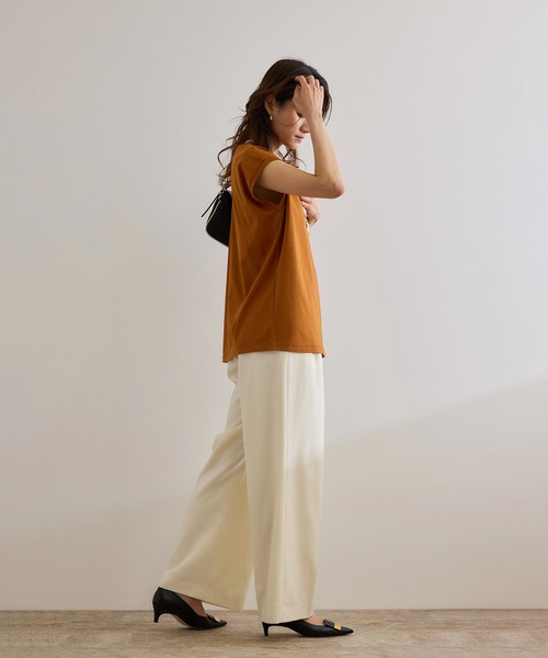 ROPE'(ロペ)の「【接触冷感・洗える・洗濯耐久あり】ノースリーブTEE(Tシャツ/カットソー・レディース・ブラウン/キャメル/イエロー・FREE)」の9枚目の写真