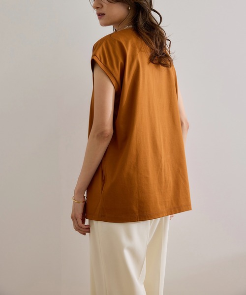 ROPE'(ロペ)の「【接触冷感・洗える・洗濯耐久あり】ノースリーブTEE(Tシャツ/カットソー・レディース・ブラウン/キャメル/イエロー・FREE)」の10枚目の写真