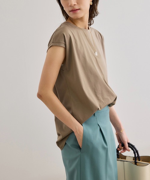 ROPE'(ロペ)の「【接触冷感・洗える・洗濯耐久あり】ノースリーブTEE(Tシャツ/カットソー・レディース・ブラウン/キャメル/イエロー・FREE)」の14枚目の写真