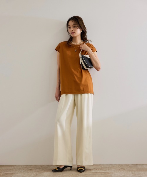 ROPE'(ロペ)の「【接触冷感・洗える・洗濯耐久あり】ノースリーブTEE(Tシャツ/カットソー・レディース・ブラウン/キャメル/イエロー・FREE)」の17枚目の写真