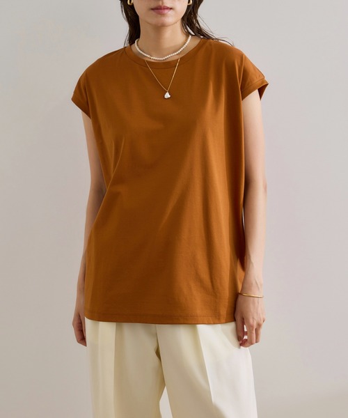 ROPE'(ロペ)の「【接触冷感・洗える・洗濯耐久あり】ノースリーブTEE(Tシャツ/カットソー・レディース・ブラウン/キャメル/イエロー・FREE)」の18枚目の写真