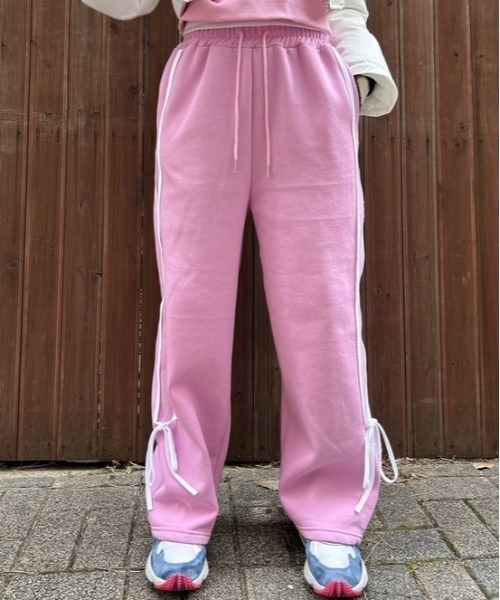 ipugo(イプゴ)の「ipugo/イプゴ 裏起毛サイドテープリボンスウェットパンツ(スウェットパンツ・レディース・ピンク/グレー・FREE)」の20枚目の写真