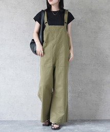 配色ステッチベイカーサロペット