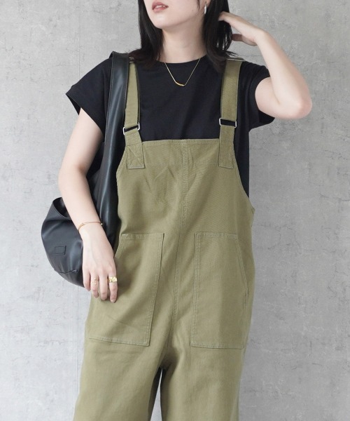 Emma（SELECT LEVERY）（エマ セレクトリベリー）の「配色ステッチベイカーサロペット（サロペット/オーバーオール・レディース・キナリ/ベージュ/カーキ/ブラック/ワンウォッシュ・MEDIUM/LARGE）」の4枚目の写真