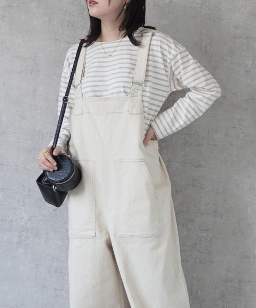 Emma（SELECT LEVERY）（エマ セレクトリベリー）の「配色ステッチベイカーサロペット（サロペット/オーバーオール・レディース・キナリ/ベージュ/カーキ/ブラック/ワンウォッシュ・MEDIUM/LARGE）」の8枚目の写真