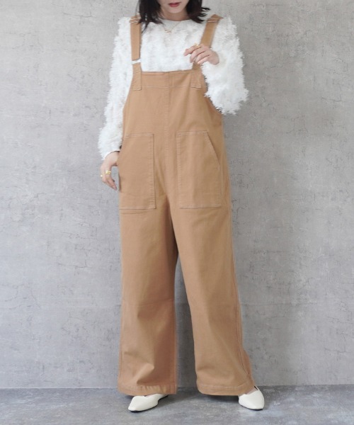 Emma（SELECT LEVERY）（エマ セレクトリベリー）の「配色ステッチベイカーサロペット（サロペット/オーバーオール・レディース・キナリ/ベージュ/カーキ/ブラック/ワンウォッシュ・MEDIUM/LARGE）」の11枚目の写真