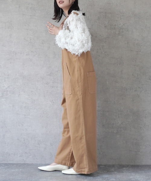 Emma（SELECT LEVERY）（エマ セレクトリベリー）の「配色ステッチベイカーサロペット（サロペット/オーバーオール・レディース・キナリ/ベージュ/カーキ/ブラック/ワンウォッシュ・MEDIUM/LARGE）」の10枚目の写真