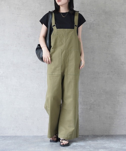 Emma（SELECT LEVERY）（エマ セレクトリベリー）の「配色ステッチベイカーサロペット（サロペット/オーバーオール・レディース・キナリ/ベージュ/カーキ/ブラック/ワンウォッシュ・MEDIUM/LARGE）」の12枚目の写真