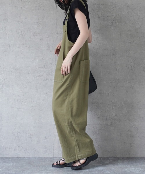 Emma（SELECT LEVERY）（エマ セレクトリベリー）の「配色ステッチベイカーサロペット（サロペット/オーバーオール・レディース・キナリ/ベージュ/カーキ/ブラック/ワンウォッシュ・MEDIUM/LARGE）」の14枚目の写真