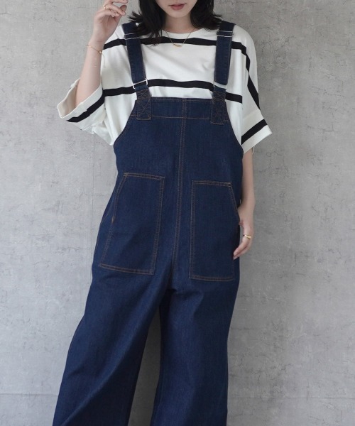 Emma（SELECT LEVERY）（エマ セレクトリベリー）の「配色ステッチベイカーサロペット（サロペット/オーバーオール・レディース・キナリ/ベージュ/カーキ/ブラック/ワンウォッシュ・MEDIUM/LARGE）」の17枚目の写真