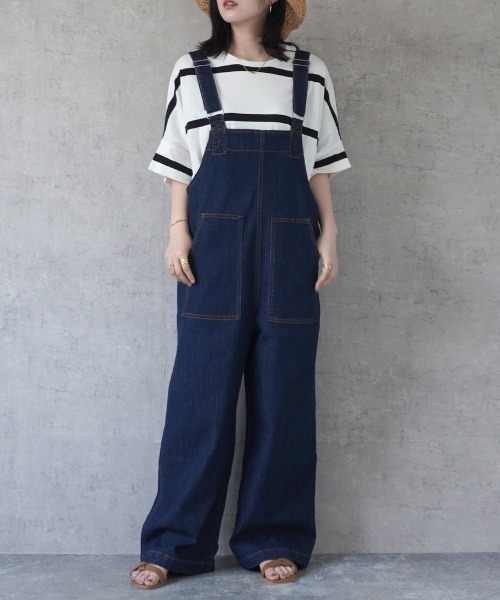 Emma（SELECT LEVERY）（エマ セレクトリベリー）の「配色ステッチベイカーサロペット（サロペット/オーバーオール・レディース・キナリ/ベージュ/カーキ/ブラック/ワンウォッシュ・MEDIUM/LARGE）」の15枚目の写真