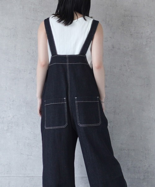 Emma（SELECT LEVERY）（エマ セレクトリベリー）の「配色ステッチベイカーサロペット（サロペット/オーバーオール・レディース・キナリ/ベージュ/カーキ/ブラック/ワンウォッシュ・MEDIUM/LARGE）」の22枚目の写真