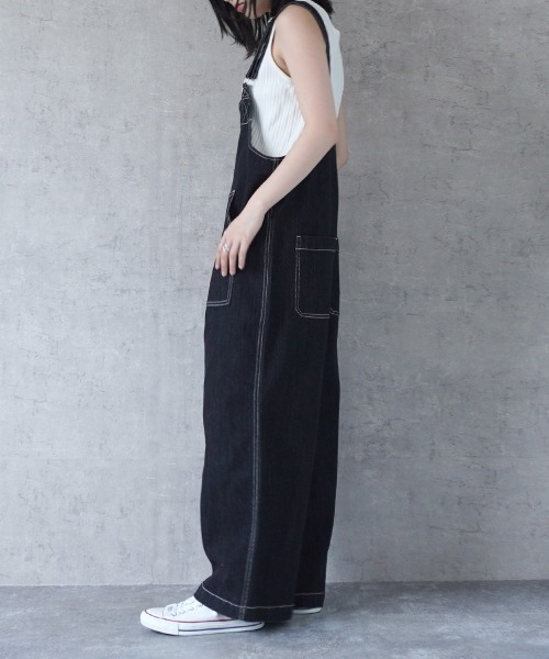 Emma（SELECT LEVERY）（エマ セレクトリベリー）の「配色ステッチベイカーサロペット（サロペット/オーバーオール・レディース・キナリ/ベージュ/カーキ/ブラック/ワンウォッシュ・MEDIUM/LARGE）」の19枚目の写真