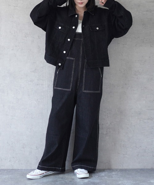 Emma（SELECT LEVERY）（エマ セレクトリベリー）の「配色ステッチベイカーサロペット（サロペット/オーバーオール・レディース・キナリ/ベージュ/カーキ/ブラック/ワンウォッシュ・MEDIUM/LARGE）」の20枚目の写真