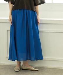OPAQUE.CLIP | 麻混シアーギャザーフレアスカート【洗濯機洗い可】(スカート)