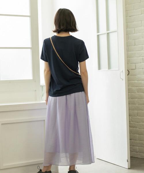 OPAQUE.CLIP（オペークドットクリップ）の「麻混シアーギャザーフレアスカート【洗濯機洗い可】（スカート・レディース・パープル/ブルー系その他/ブラック・38/40/42）」の13枚目の写真