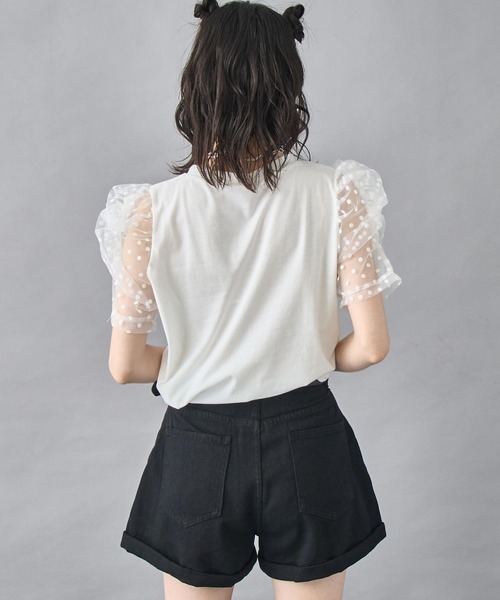 ANAP（アナップ）の「シアー ドット スリーブ Tシャツ トップス（Tシャツ/カットソー・レディース・ホワイト/ブラック・FREE）」の15枚目の写真