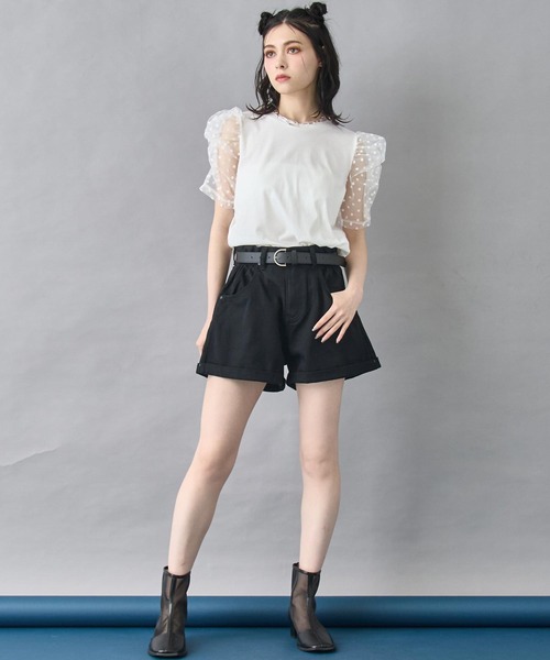 ANAP（アナップ）の「シアー ドット スリーブ Tシャツ トップス（Tシャツ/カットソー・レディース・ホワイト/ブラック・FREE）」の17枚目の写真