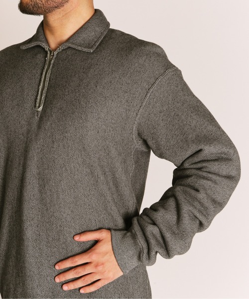 Schott(ショット)の「Schott/ショット/SALT AND PEPPER HALF ZIP SWEAT/ソルト アンド ペッパー ハーフジップスウェット(スウェット・メンズ・オリーブ/チャコールグレー・M/L/XL/2XL)」の4枚目の写真