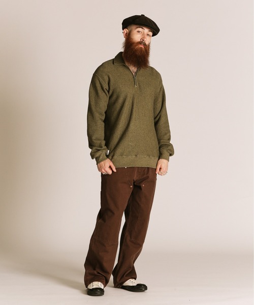 Schott(ショット)の「Schott/ショット/SALT AND PEPPER HALF ZIP SWEAT/ソルト アンド ペッパー ハーフジップスウェット(スウェット・メンズ・オリーブ/チャコールグレー・M/L/XL/2XL)」の7枚目の写真