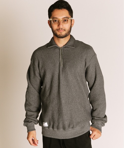 ショット（Schott）/SALT AND PEPPER HALF ZIP SWEAT／ソルト アンド ペッパー ハーフジップ Schott/ショット/SALT AND PEPPER HALF ZIP SWEAT/ソルト アンド