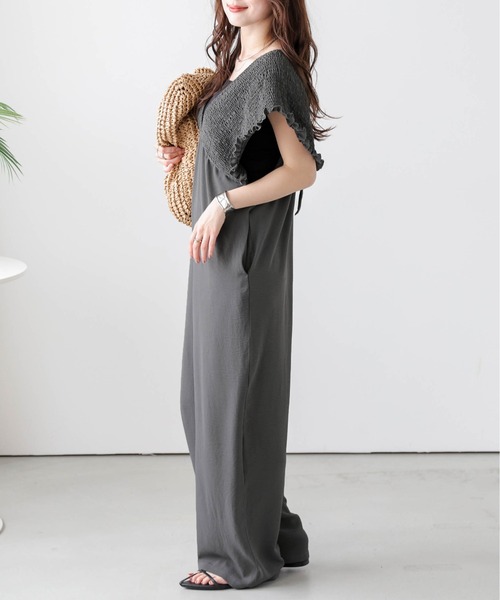 SUGAR BISKET（シュガービスケット）の「シャーリングデザインサロペット（サロペット/オーバーオール・レディース・ブラック/モスグリーン/ベージュ/オレンジ・フリー）」の21枚目の写真