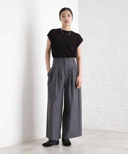 THE SHOP TK （ザ ショップ ティーケー ）の「ラメシアーフレンチ袖トップス【セットUP可/洗濯機OK】（ニット/セーター・レディース・アイボリー/ブラック/ダークグリーン・12/13）」の5枚目の写真