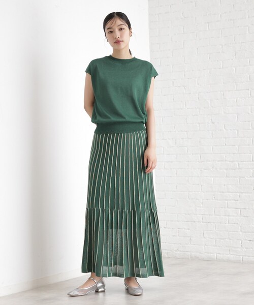 THE SHOP TK （ザ ショップ ティーケー ）の「ラメシアーフレンチ袖トップス【セットUP可/洗濯機OK】（ニット/セーター・レディース・アイボリー/ブラック/ダークグリーン・12/13）」の9枚目の写真