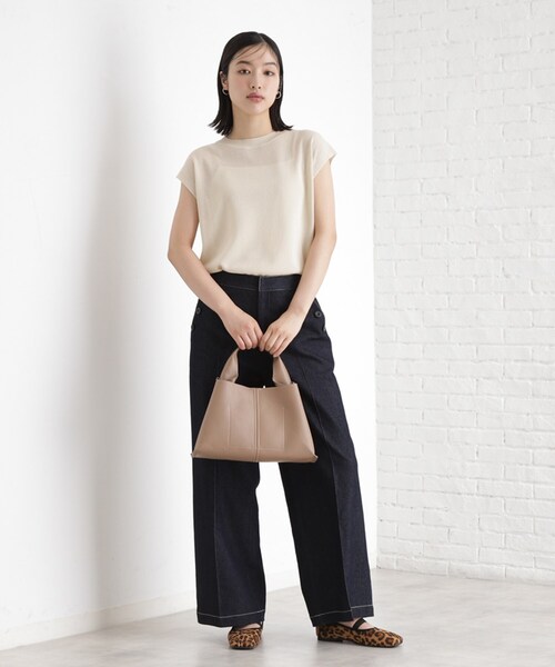 THE SHOP TK （ザ ショップ ティーケー ）の「ラメシアーフレンチ袖トップス【セットUP可/洗濯機OK】（ニット/セーター・レディース・アイボリー/ブラック/ダークグリーン・12/13）」の14枚目の写真