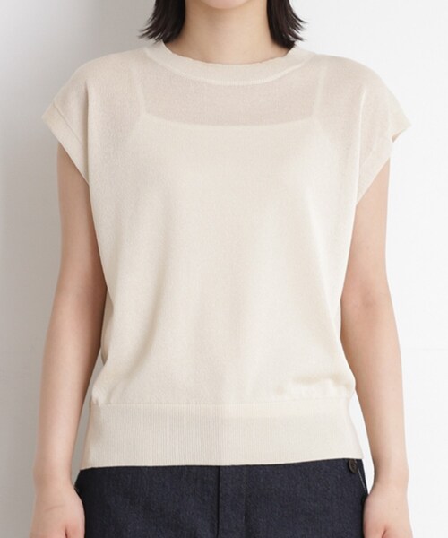 THE SHOP TK （ザ ショップ ティーケー ）の「ラメシアーフレンチ袖トップス【セットUP可/洗濯機OK】（ニット/セーター・レディース・アイボリー/ブラック/ダークグリーン・12/13）」の16枚目の写真