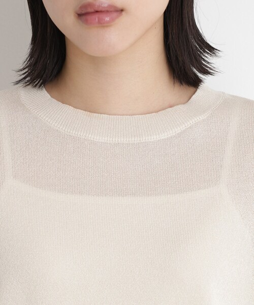 THE SHOP TK （ザ ショップ ティーケー ）の「ラメシアーフレンチ袖トップス【セットUP可/洗濯機OK】（ニット/セーター・レディース・アイボリー/ブラック/ダークグリーン・12/13）」の19枚目の写真