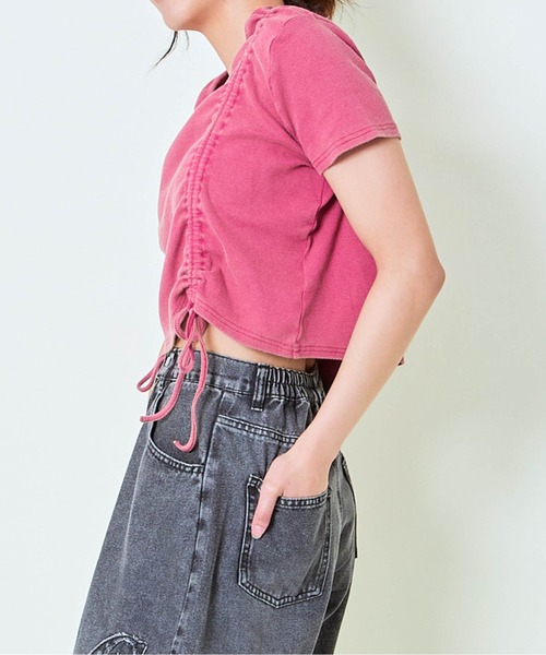 GORGE(ゴージ)の「《ピグメント×両サイドドロスト》クロップドTシャツ(Tシャツ/カットソー・レディース・ピンク/ネイビー/ブラック・F)」の12枚目の写真