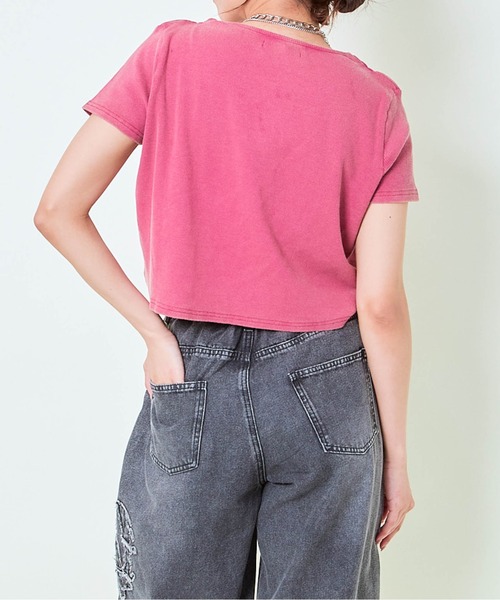 GORGE(ゴージ)の「《ピグメント×両サイドドロスト》クロップドTシャツ(Tシャツ/カットソー・レディース・ピンク/ネイビー/ブラック・F)」の13枚目の写真