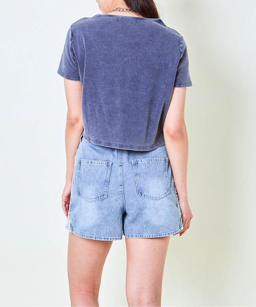 GORGE(ゴージ)の「《ピグメント×両サイドドロスト》クロップドTシャツ(Tシャツ/カットソー・レディース・ピンク/ネイビー/ブラック・F)」の5枚目の写真