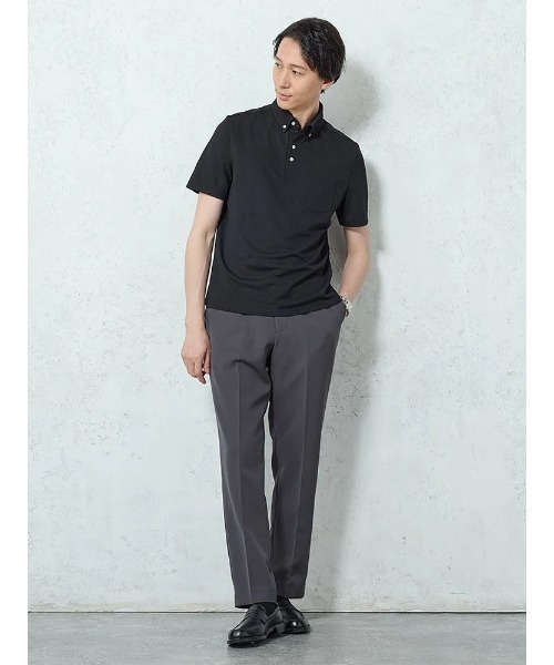 Perfect Suit FActory(パーフェクトスーツファクトリー)の「【高通気】ボタンダウン半袖ポロシャツ ホワイト/ホワイト/ブラック/ネイビー(ポロシャツ・メンズ・ネイビー/ホワイト/オフホワイト/ブラック・S/M/L/LL)」の10枚目の写真