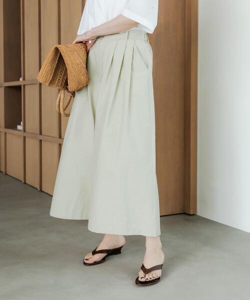 セール】『2サイズ展開』コットンナイロンタックワイドパンツ