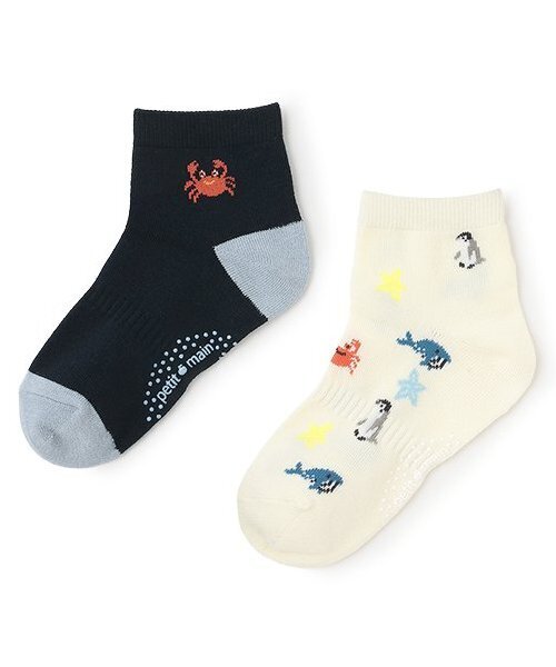 petit main（プティマイン）の「BOYS接触冷感ソックス2P（ソックス/靴下・キッズ・オフホワイト/キナリ/ネイビー・S/SS/L/M）」の3枚目の写真