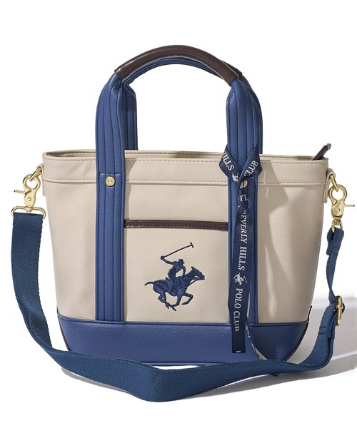 BEVERLY HILLS POLO CLUB(ビバリーヒルズポロクラブ)の「【Beverly Hills Polo Club/ビバリーヒルズポロクラブ】ポニー刺繍PUトートバッグ (ショルダーストラップ付)(トートバッグ・レディース・グレー/ブラック/アイボリー/ホワイト×ネイビー/ブラック×グレー・FREE)」の7枚目の写真